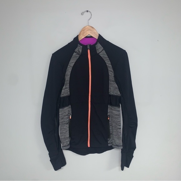 Kyodan Workout Jacket Women's Size Medium Black Peach Full Zip Mesh Lightweight - Picture 2 of 9
